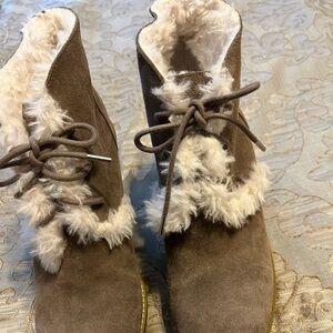 Booties-Name brand-Gap suede booties, never worn-medium grey size 10 ladies.